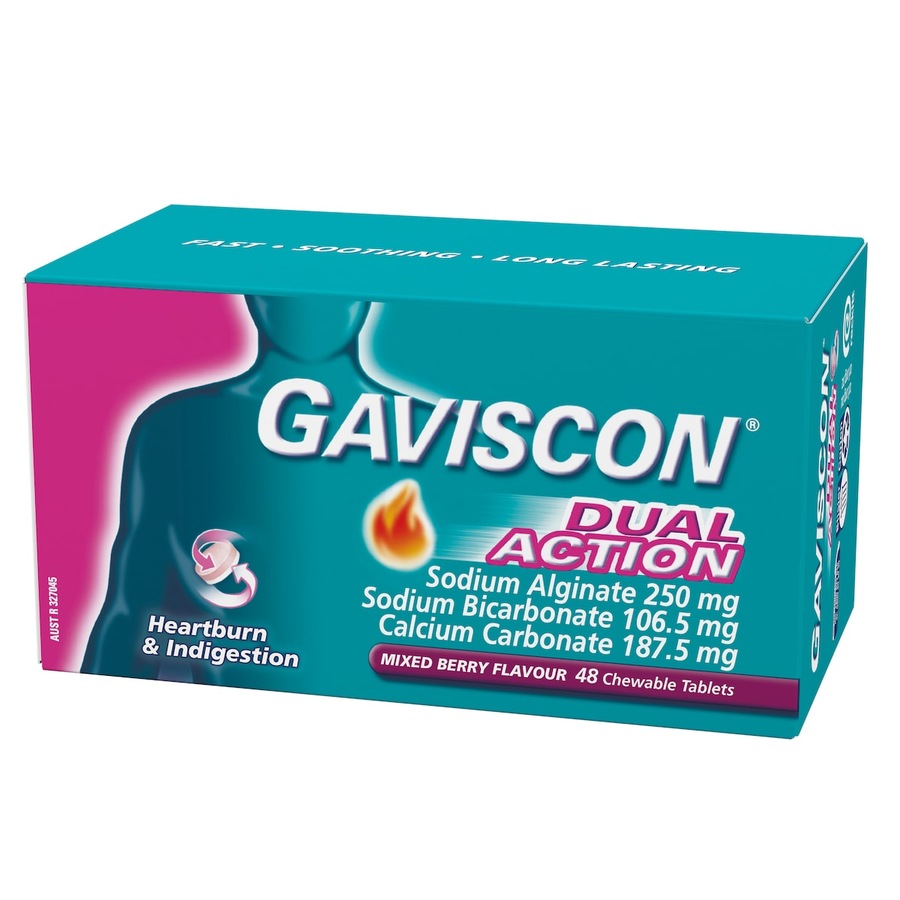Gaviscon Dual Action Mixed Berry Chewable Tablets 48 Pack