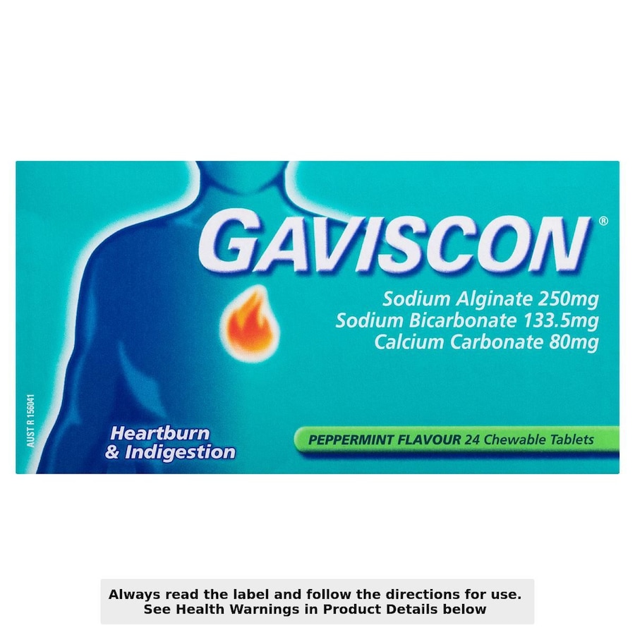 Gaviscon Heartburn & Indigestion Peppermint 24 Chewable Tablets
