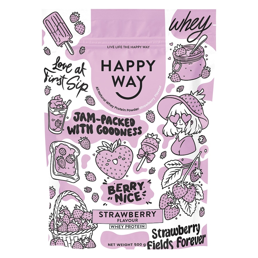 Happy Way Whey Protein Powder Strawberry 500g