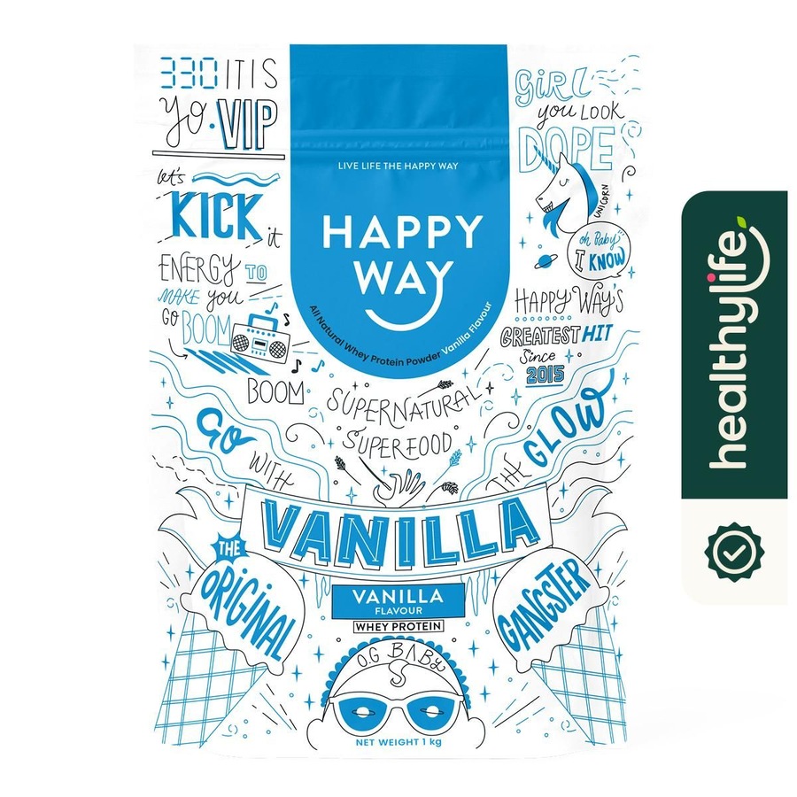 Buy Happy Way Whey Protein Powder Vanilla 1kg - Everyday Rewards Shop