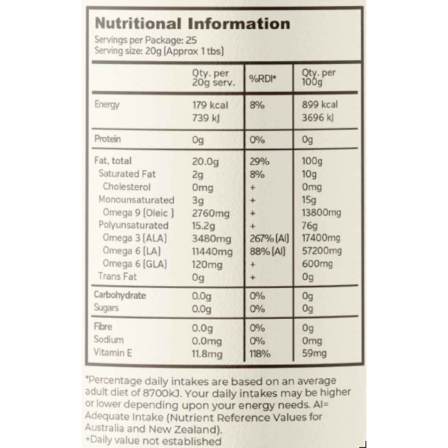 Hemp Foods Australia Organic Hemp Gold Seed Oil 500ml