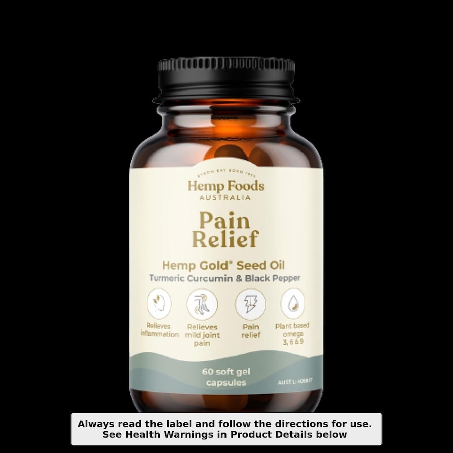Hemp Foods Australia Pain Relief with Hemp Gold Seed Oil 60 Capsules