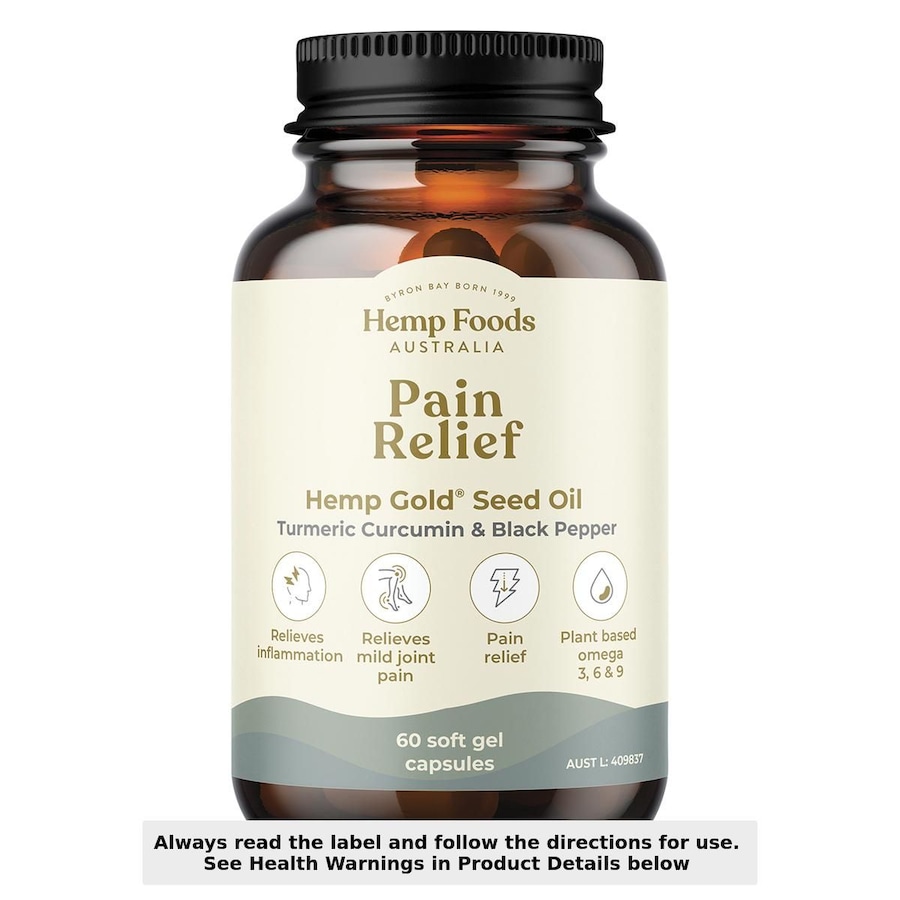 Hemp Foods Australia Pain Relief with Hemp Gold Seed Oil 60 Capsules