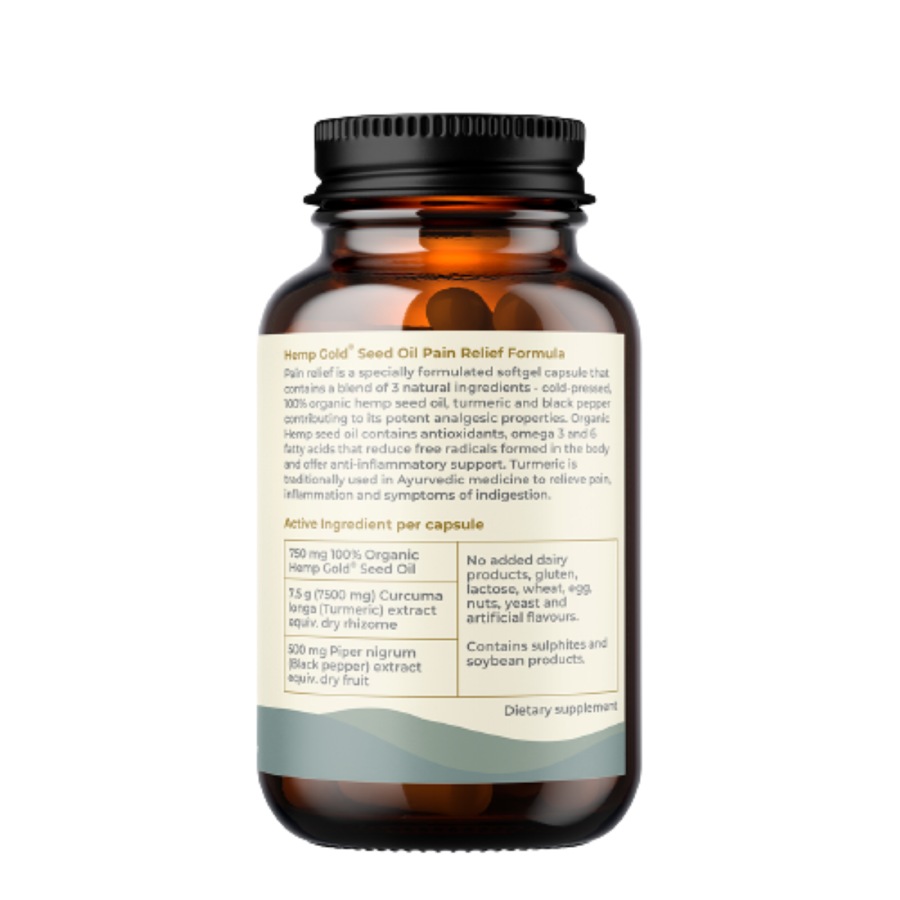 Hemp Foods Australia Pain Relief with Hemp Gold Seed Oil 60 Capsules