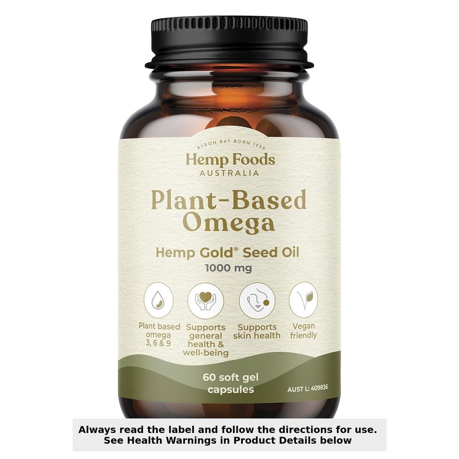 Hemp Foods Australia Plant-Based Omega with Hemp Gold Seed Oil 60 Capsules