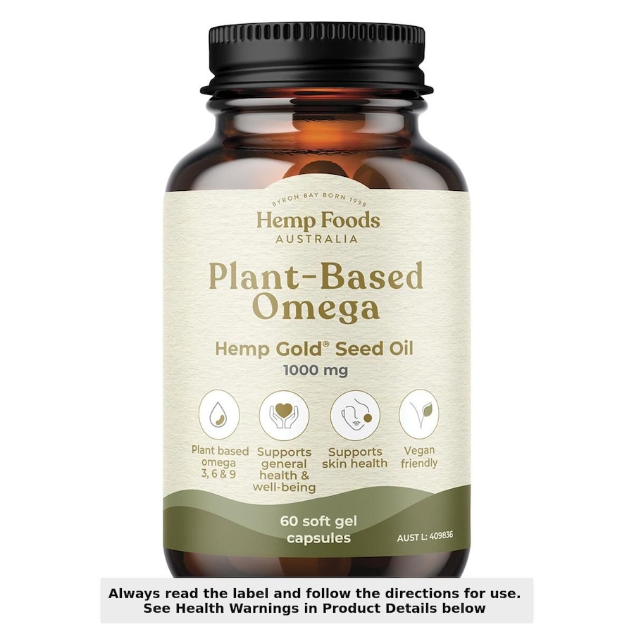 Hemp Foods Australia Plant-Based Omega with Hemp Gold Seed Oil 60 Capsules