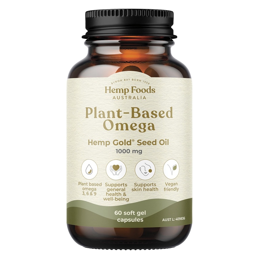 Hemp Foods Australia Plant-Based Omega with Hemp Gold Seed Oil 60 Capsules