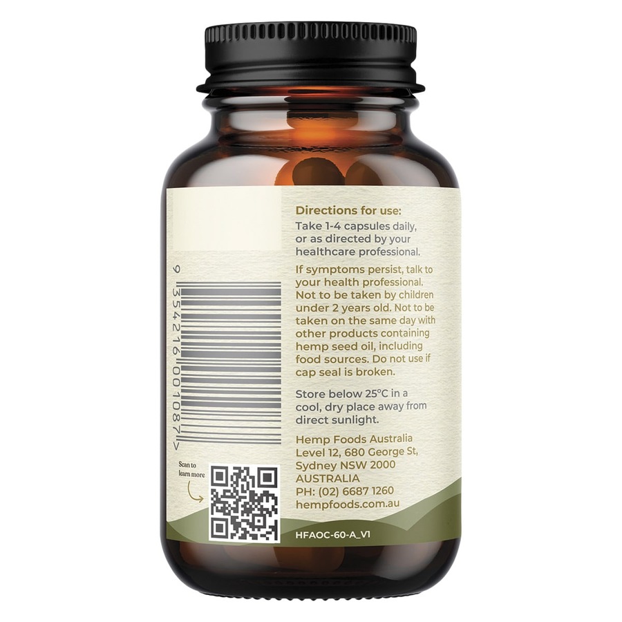 Hemp Foods Australia Plant-Based Omega with Hemp Gold Seed Oil 60 Capsules