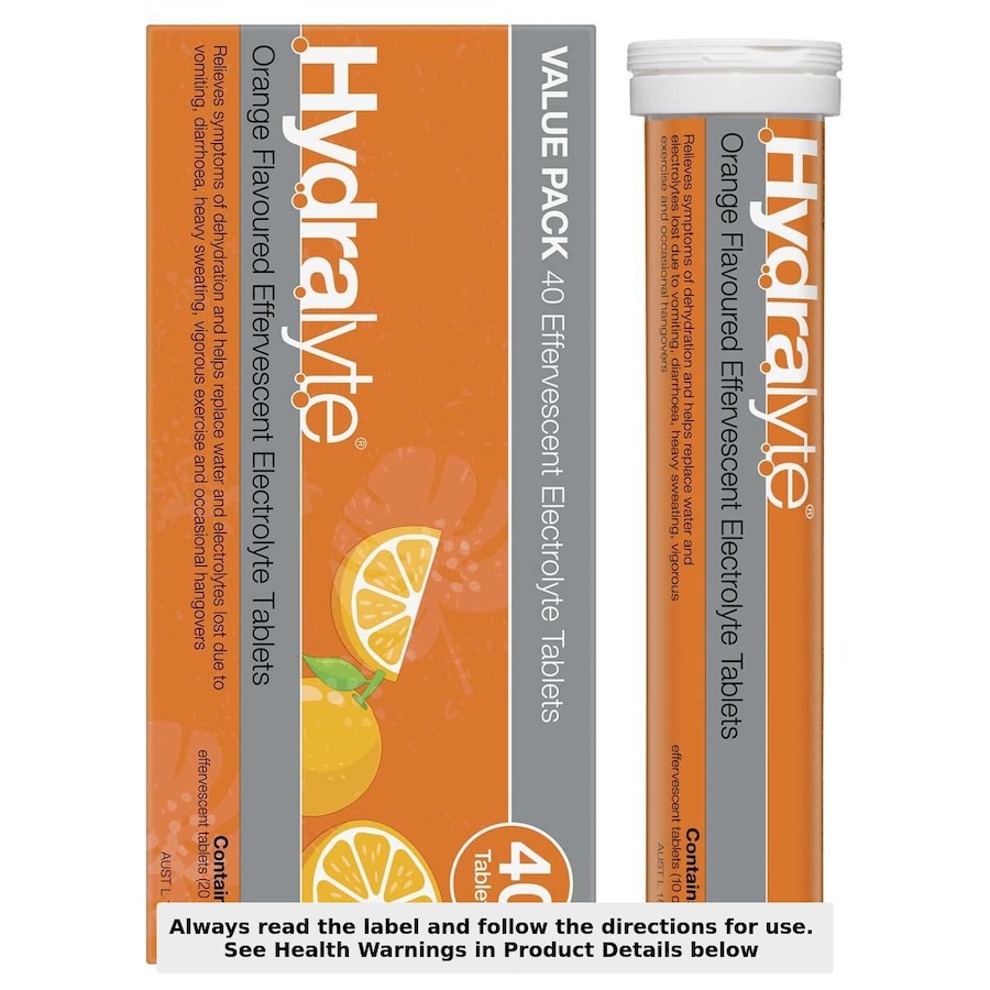Hydralyte Effervescent Electrolyte Tablets Orange 40 Pack