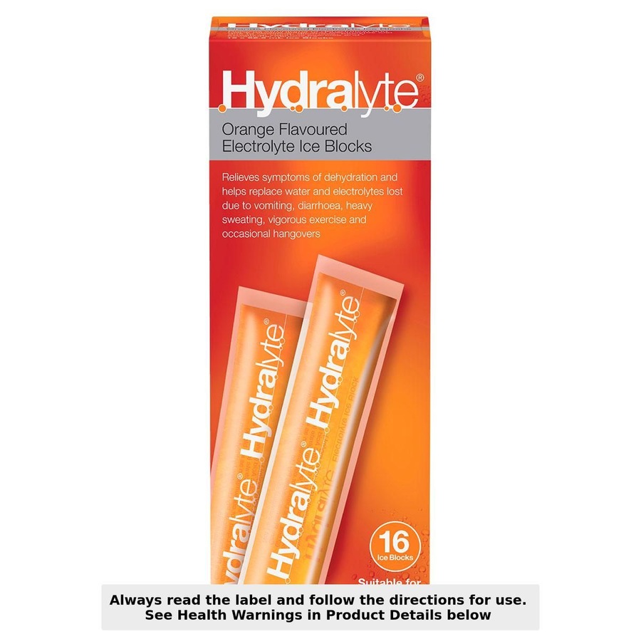 Hydralyte Electrolyte Ice Blocks Orange 16 Pack