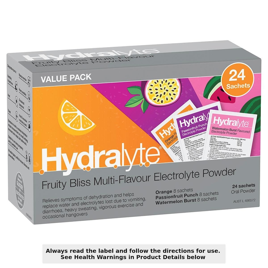 Hydralyte Electrolyte Powder Fruity Bliss Multi-Flavour 24 x 4.9g Sachets