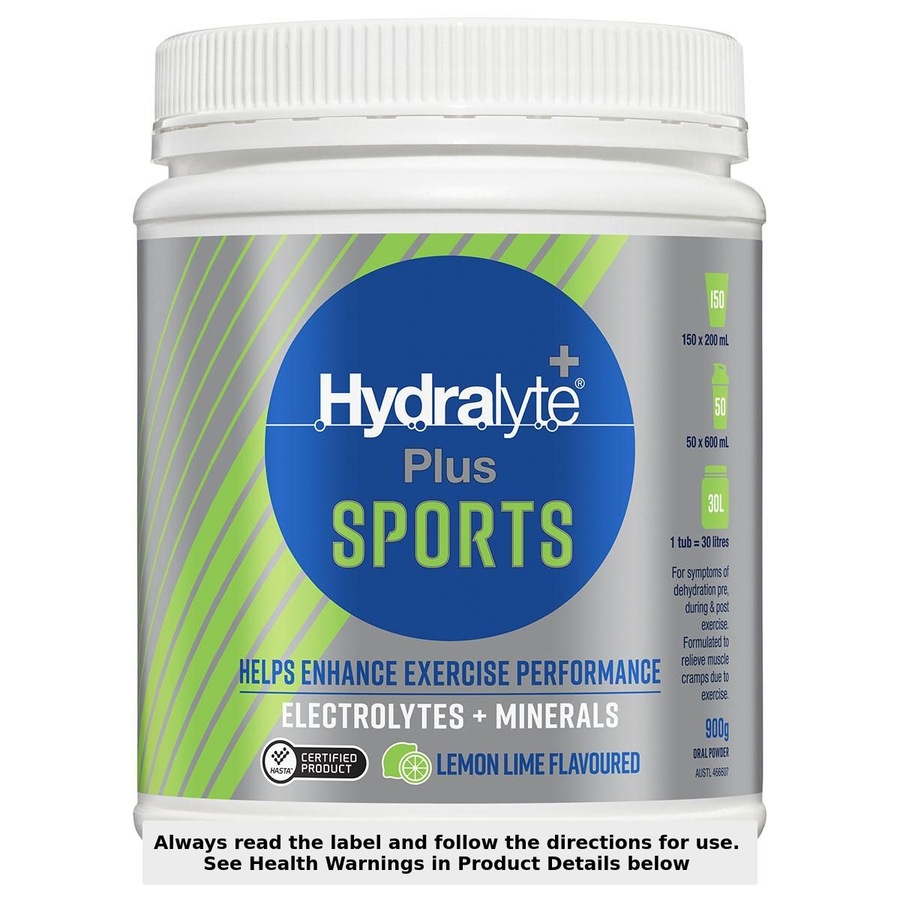 Hydralyte Plus Sports Electrolyte Powder Lemon Lime 900g