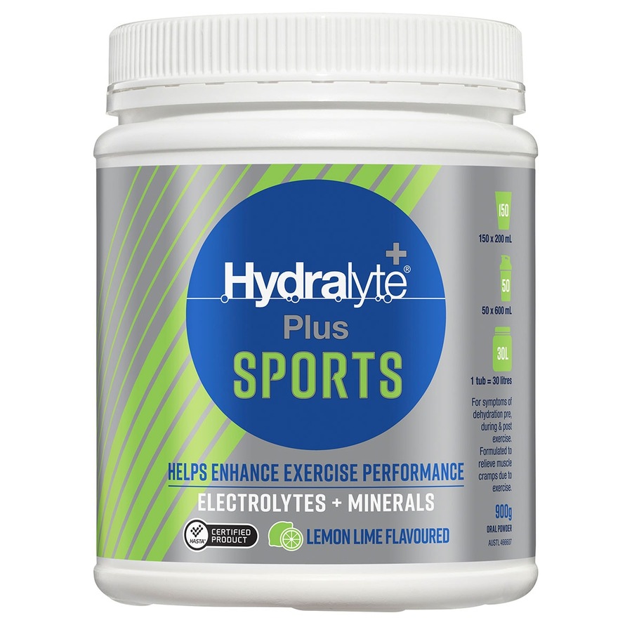 Hydralyte Plus Sports Electrolyte Powder Lemon Lime 900g