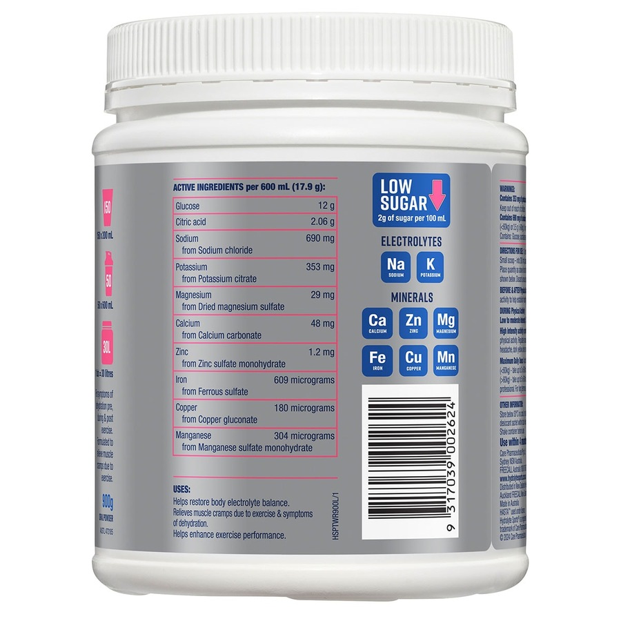 Hydralyte Plus Sports Electrolyte Powder Watermelon 900g