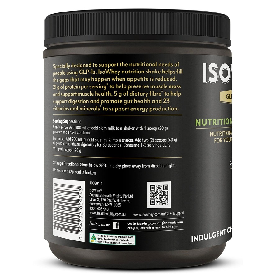 Isowhey GLP-1 Support Nutrition Shake Chocolate 480g