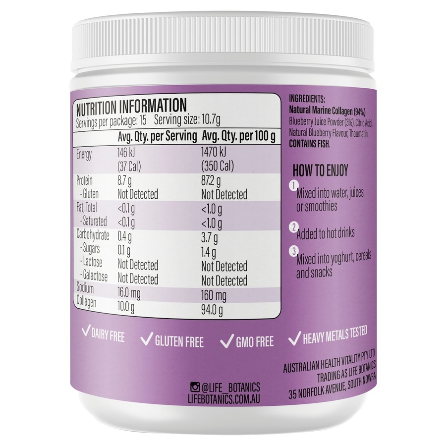 Life Botanics Marine Collagen Powder Blueberry 160g