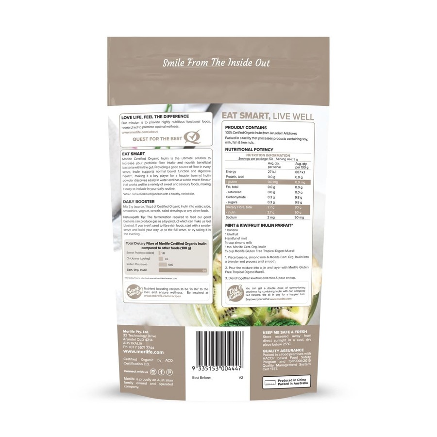 Morlife Certified Organic Inulin 150g