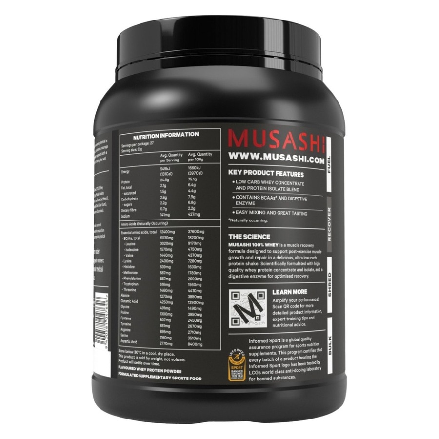 Musashi 100% Whey Protein Powder Chocolate 900g