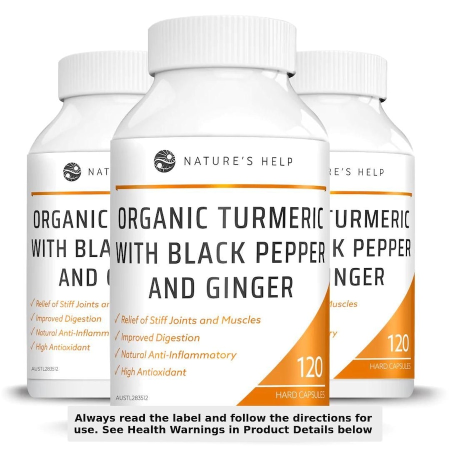 Nature's Help Organic Turmeric with Black Pepper and Ginger 3 Pack