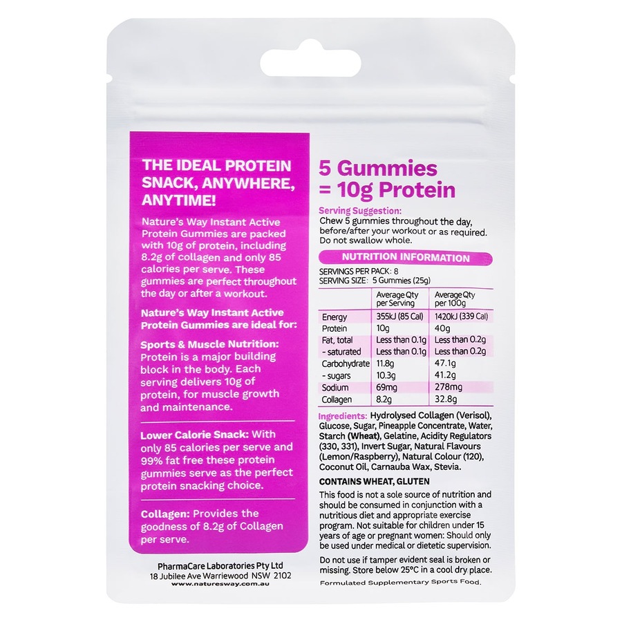 Nature's Way Instant Active Protein Gummies Berry Citrus 40 Pack