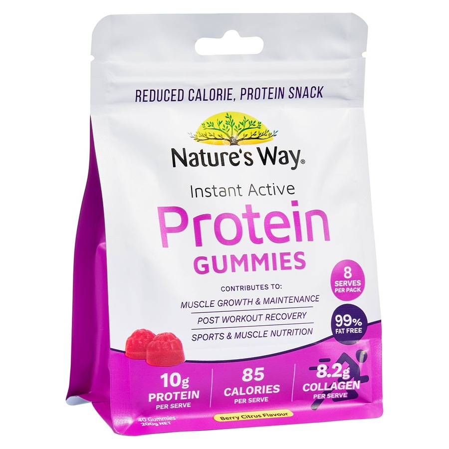 Nature's Way Instant Active Protein Gummies Berry Citrus 40 Pack