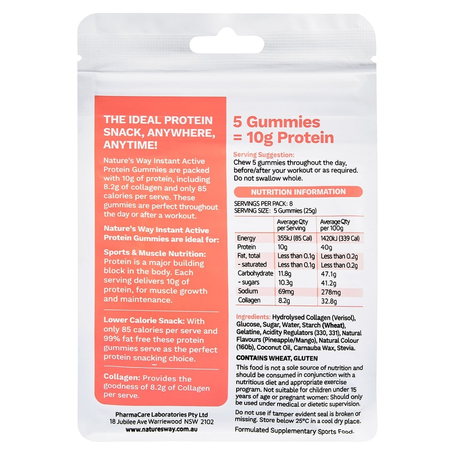 Nature's Way Instant Active Protein Gummies Tropical 40 Pack