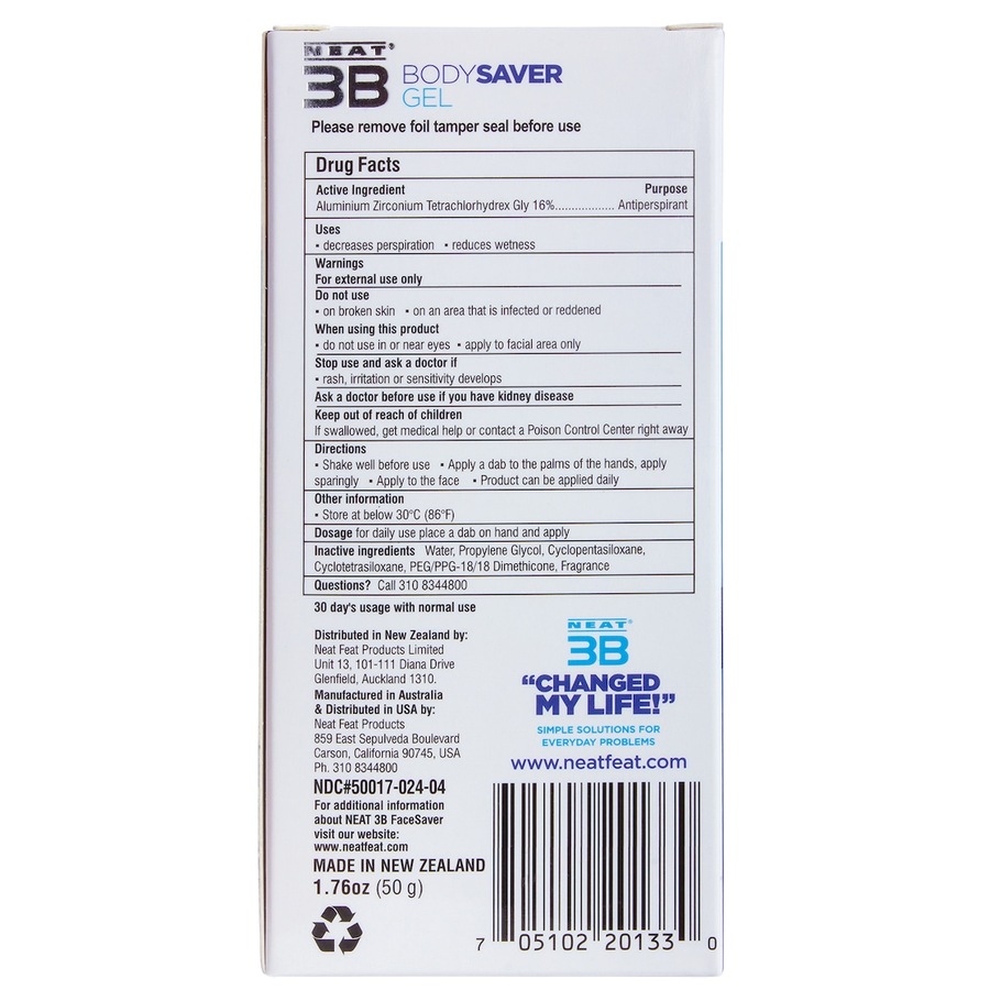 Neat 3B Face Saver Gel For Facial Sweating 50g