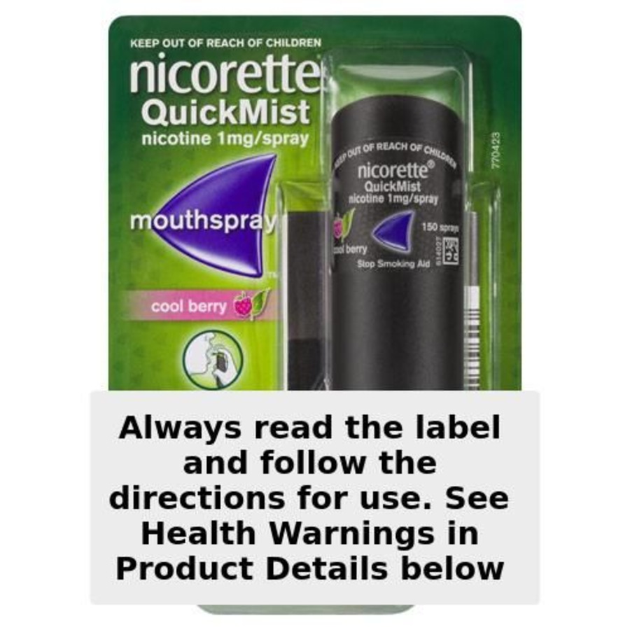 Nicorette Quit Smoking QuickMist Nicotine Mouth Spray Berry 150 Sprays