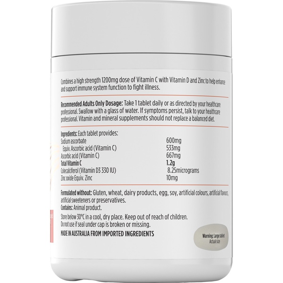 Nutra-Life Vitamin C 1200 + D + Zinc 120 Tablets
