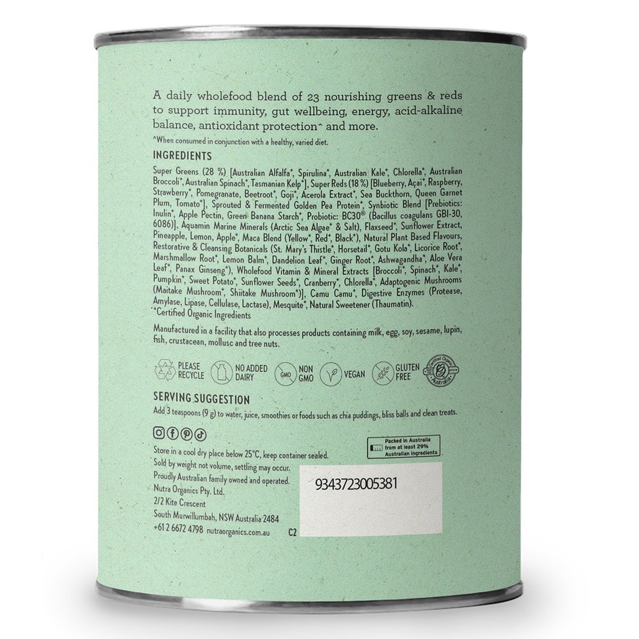 Nutra Naturals Super Greens + Reds Powder 150g