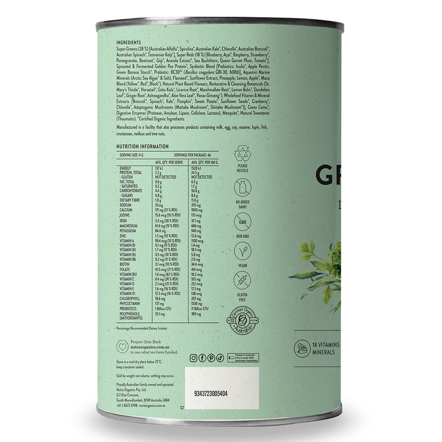 Nutra Naturals Super Greens + Reds Powder 600g