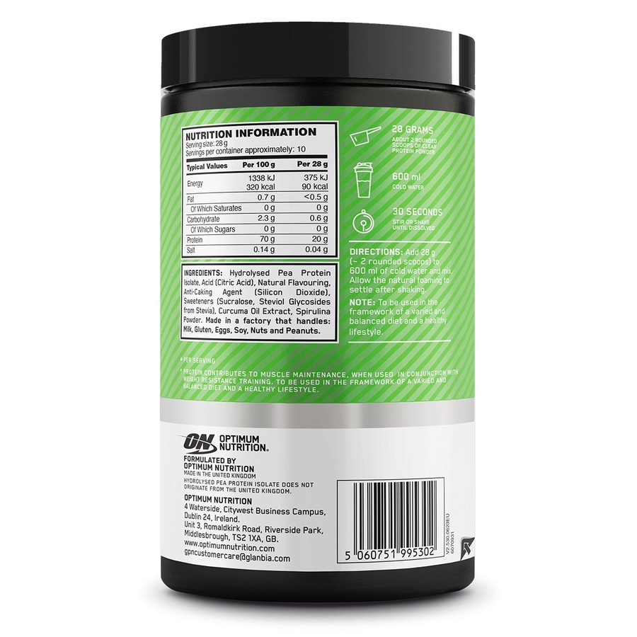 Optimum Nutrition Clear Plant Protein Isolate Lime Sorbet 280g