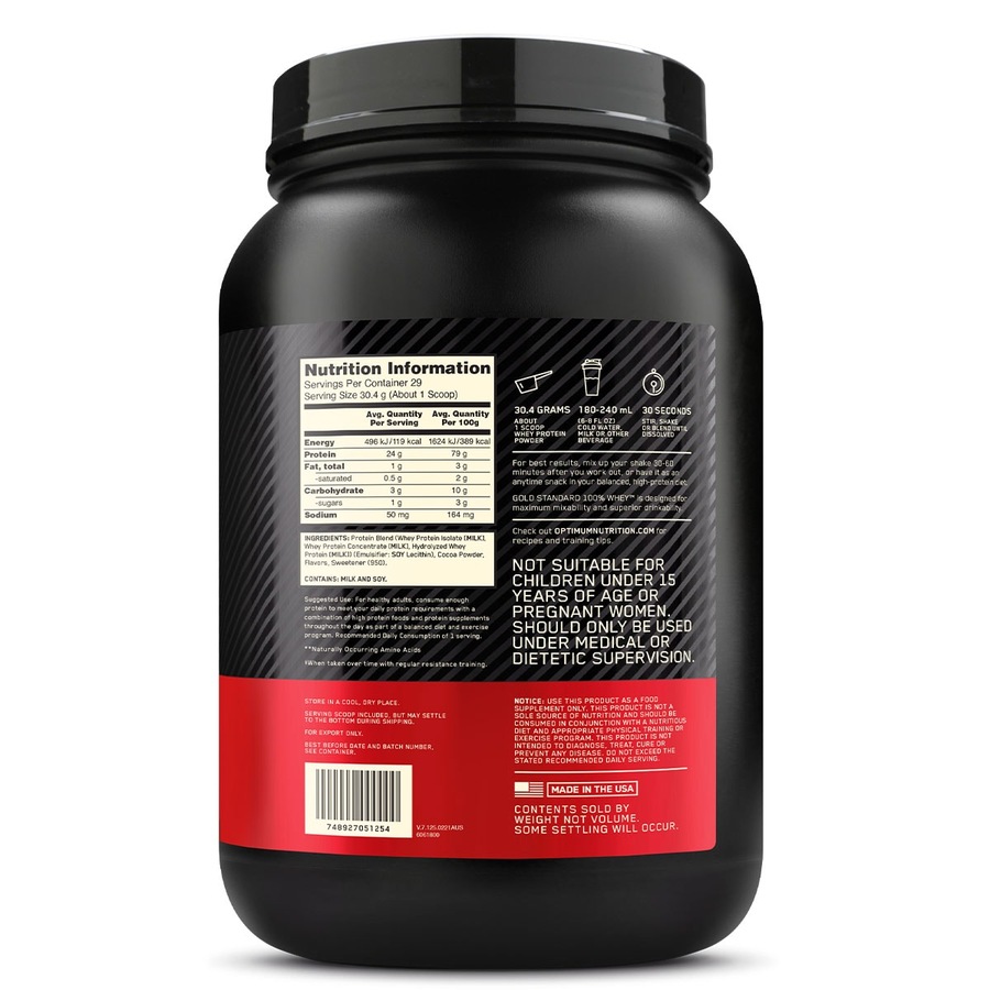 Optimum Nutrition Gold Standard 100% Whey Protein Powder Rich Choc 907g