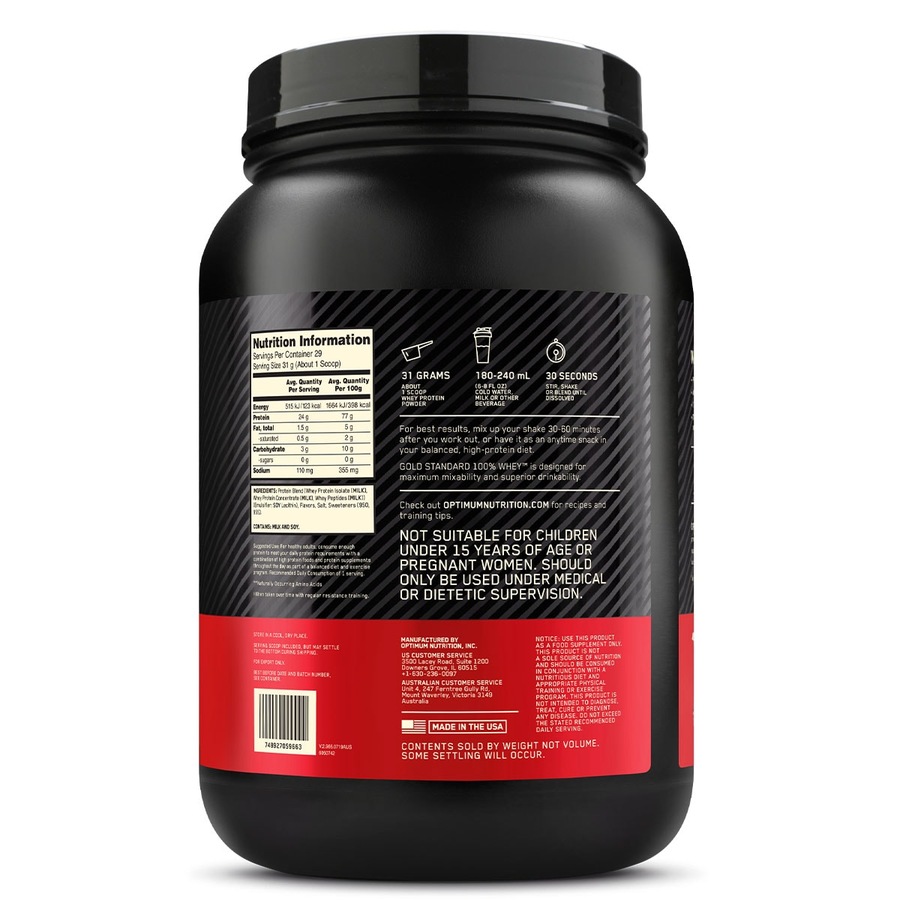 Optimum Nutrition Gold Standard 100% Whey Protein Powder Vanilla Creme 907g