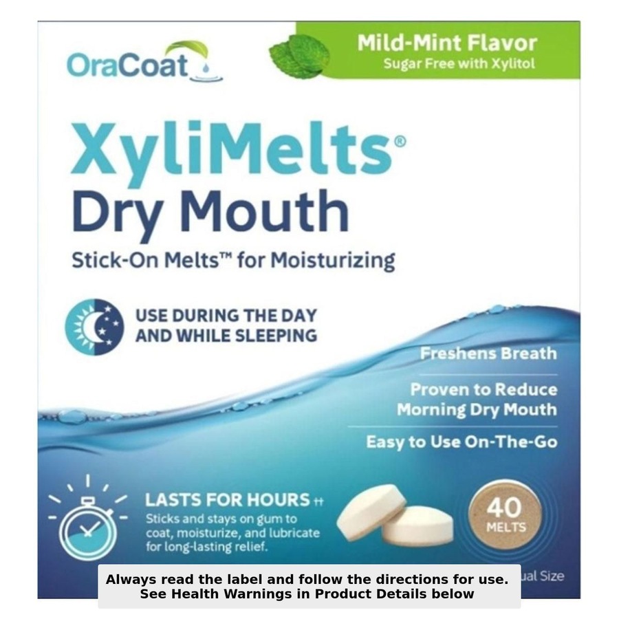 OraCoat Xylimelts Dry Mouth Stick On Melts Mild Mint 40 Pack