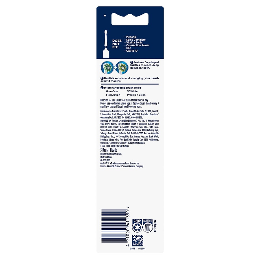 Oral B CrossAction Electric Toothbrush Heads 3 Pack