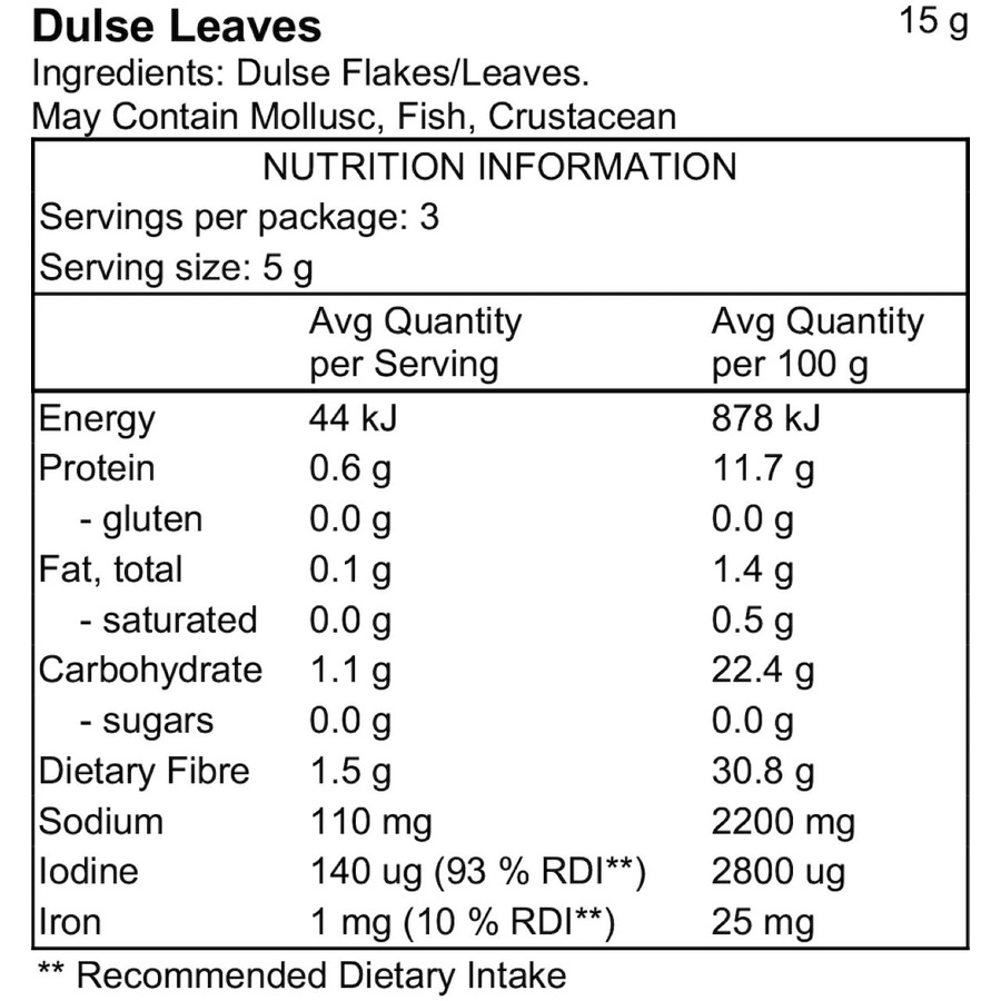 Pacific Harvest Atlantic Dulse Seaweed Leaves 15g