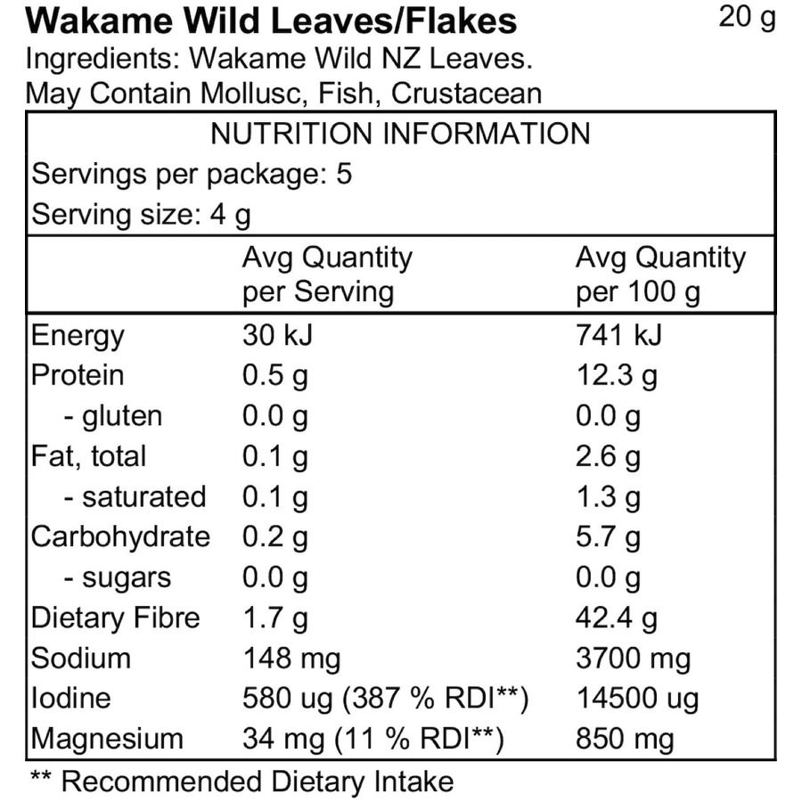 Pacific Harvest Wakame Seaweed Wild Leaves 20g