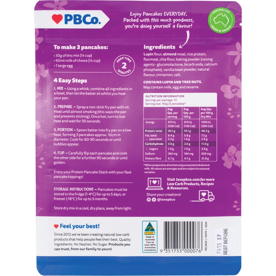Pbco. Plant Protein Pancake Mix 300g