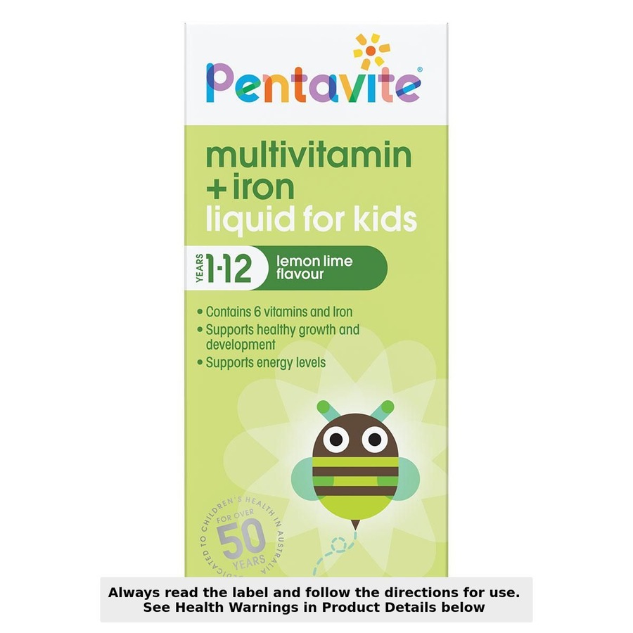 Pentavite Kids Multivitamin + Iron Liquid 200ml (New Formula)