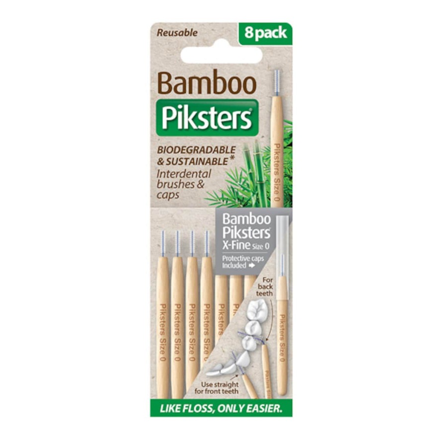 Piksters Bamboo Interdental Brush Size 0 Grey 8 Pack