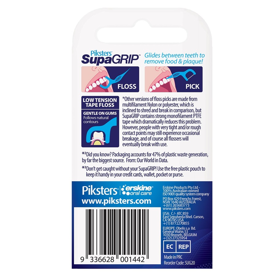 Piksters Supagrip Dental Floss Picks 20 Pack