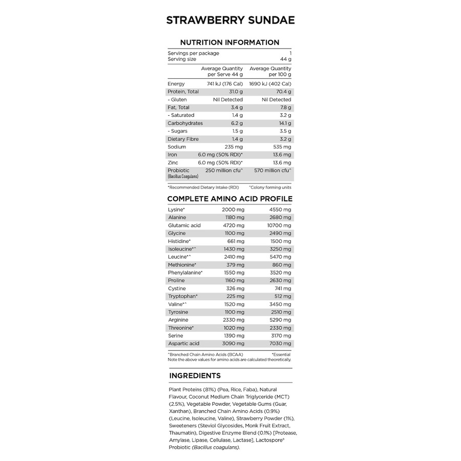 Pranaon Power Plant Protein Strawberry Sundae 500g
