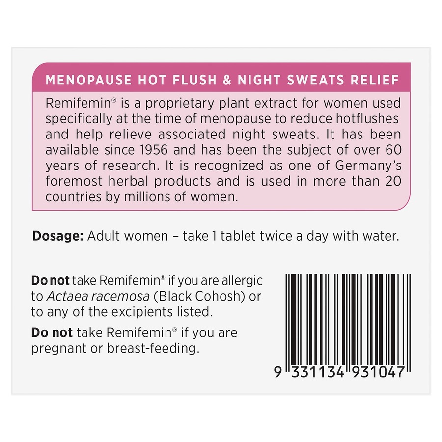 Remifemin Menopause Symptom Relief 100 Tablets