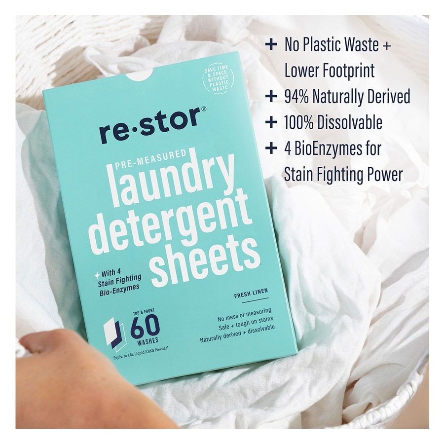 Restor Laundry Detergent Sheets Fresh Linen 60 Pack