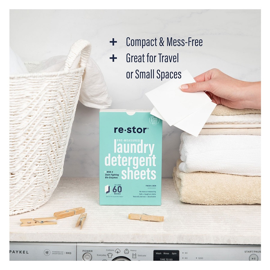 Restor Laundry Detergent Sheets Fresh Linen 60 Pack