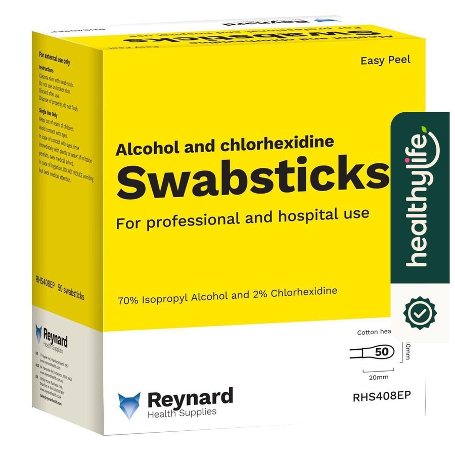 Buy Reynard 2% Chlorhexidine & 70% Alcohol Swab Sticks 50 Pack ...