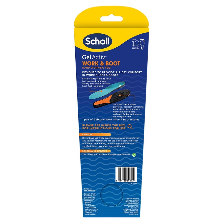 Scholl Gel Activ Work & Boot Insoles Large 1 Pair