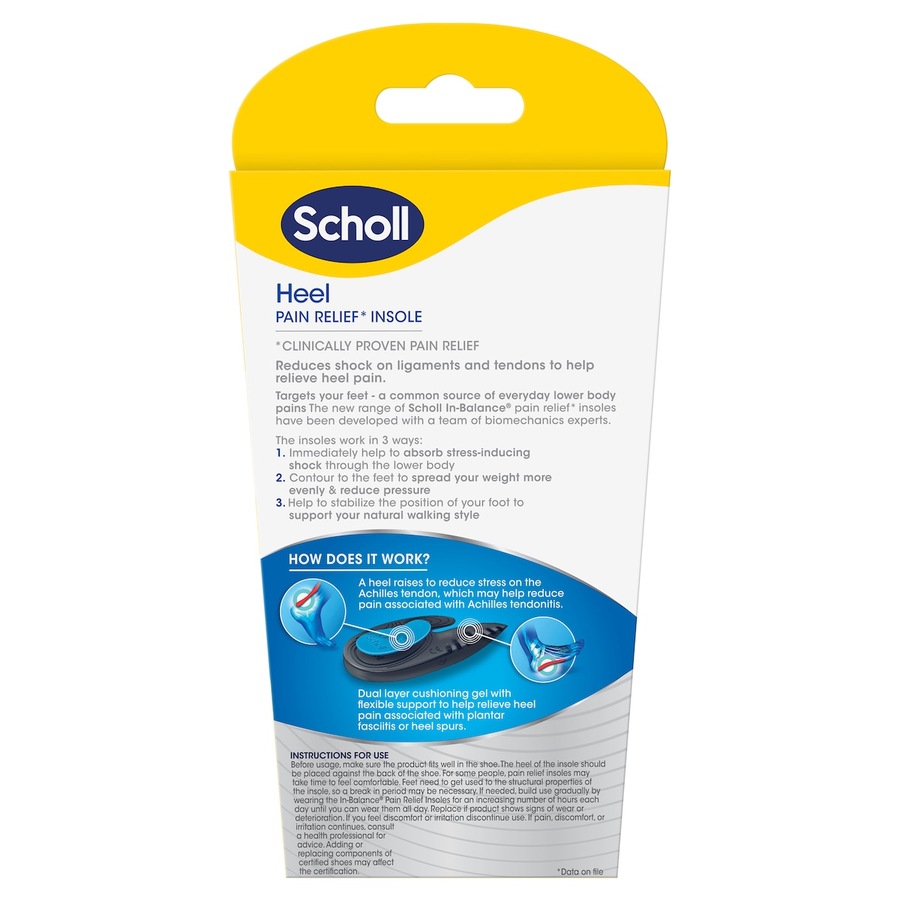 Scholl In-balance Heel Pain Relief Orthotic Insole Large 1 Pair