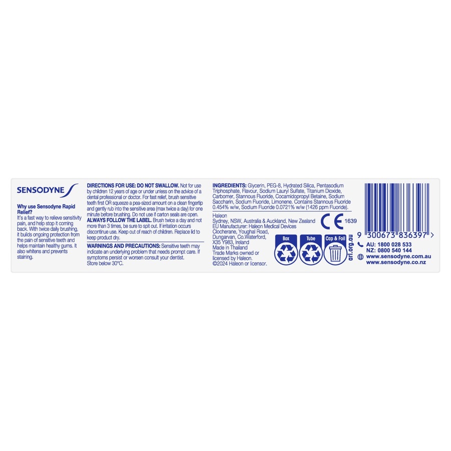 Sensodyne Rapid Relief Toothpaste 100g